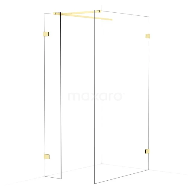Diamond Walk-in shower | 120x30 cm Light gold Clear glass 2 fixed walls IDB0312520LG