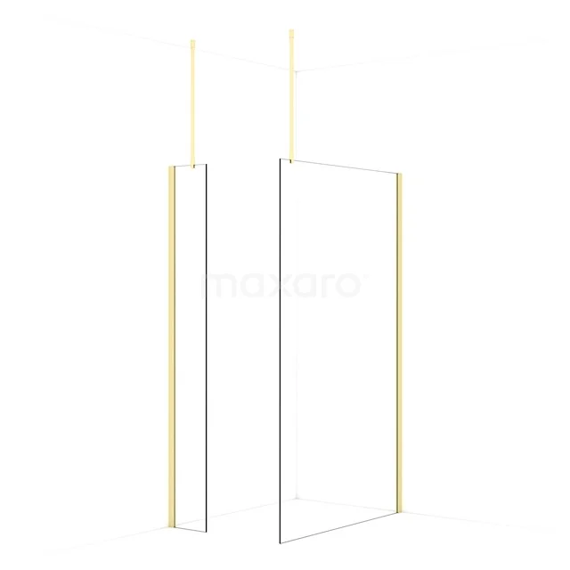 Diamond Walk-in shower | 120x30 cm Light gold Clear glass 2 fixed walls IDB0312910LG