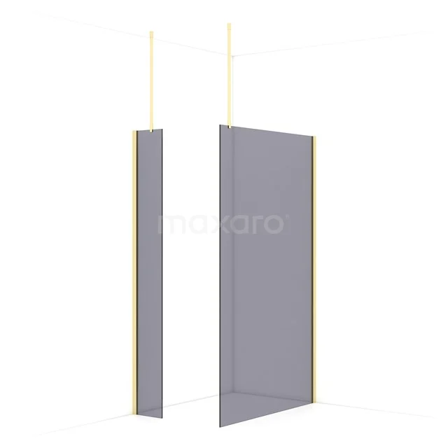 Diamond Walk-in shower | 120x30 cm Light gold Smoke glass 2 fixed walls IDB0312911LG