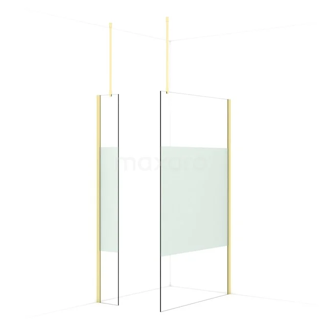 Diamond Walk-in shower | 120x30 cm Light gold Clear with matt strip 2 fixed walls IDB0312913LG
