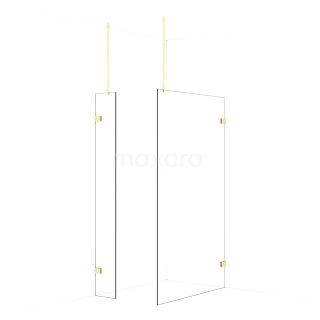 Diamond Walk-in shower | 120x30 cm Light gold Clear glass 2 fixed walls IDB0312920LG