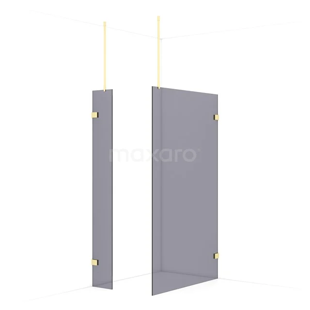Diamond Walk-in shower | 120x30 cm Light gold Smoke glass 2 fixed walls IDB0312921LG