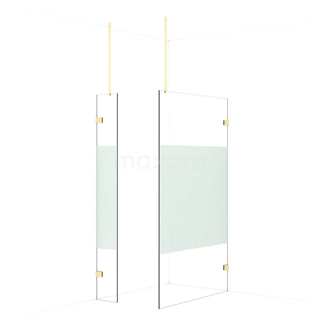 Diamond Walk-in shower | 120x30 cm Light gold Clear with matt strip 2 fixed walls IDB0312923LG