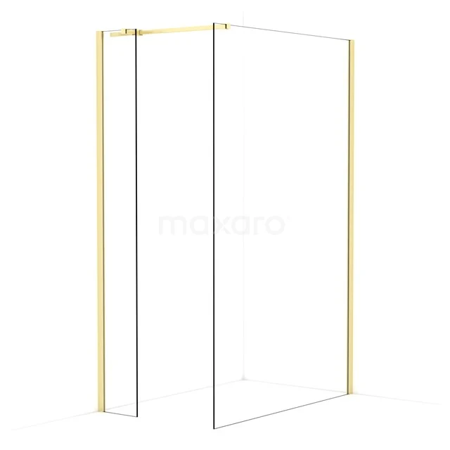Diamond Walk-in shower | 130x30 cm Light gold Clear glass 2 fixed walls IDB0313310LG