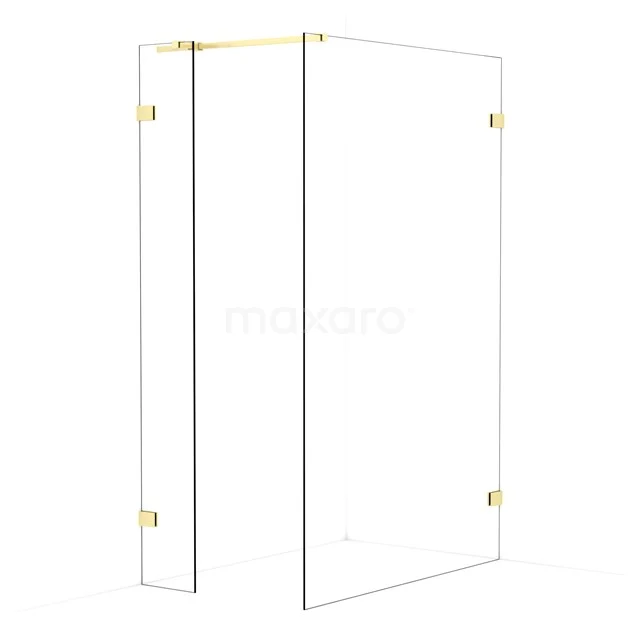 Diamond Walk-in shower | 130x30 cm Light gold Clear glass 2 fixed walls IDB0313320LG