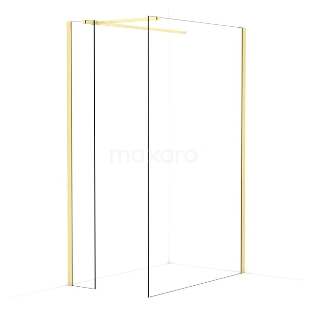 Diamond Walk-in shower | 130x30 cm Light gold Clear glass 2 fixed walls IDB0313510LG