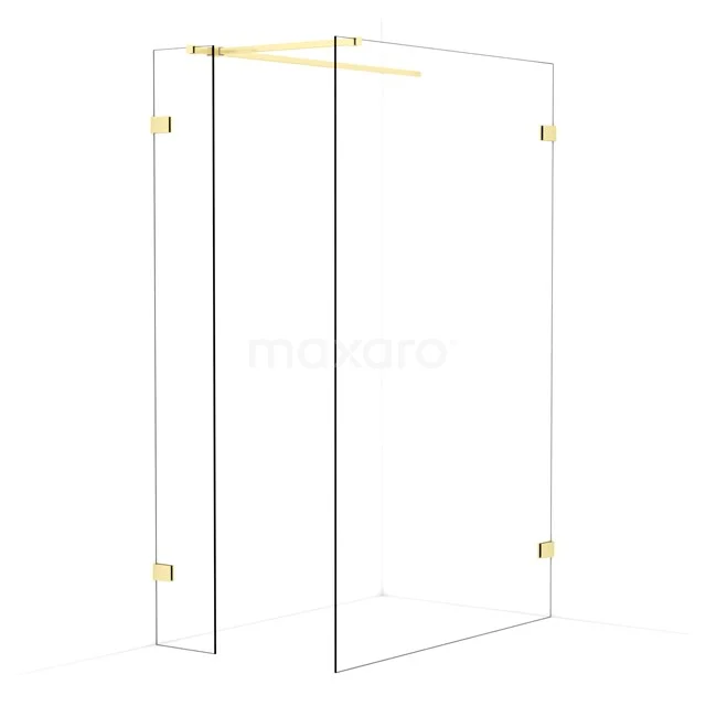 Diamond Walk-in shower | 130x30 cm Light gold Clear glass 2 fixed walls IDB0313520LG