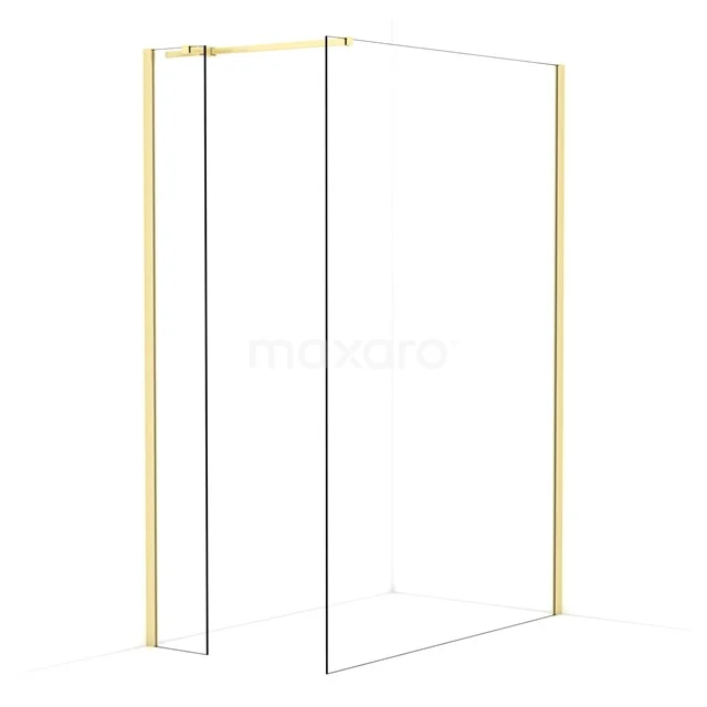Diamond Walk-in shower | 140x30 cm Light gold Clear glass 2 fixed walls IDB0314310LG