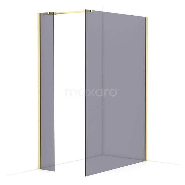 Diamond Walk-in shower | 140x30 cm Light gold Smoke glass 2 fixed walls IDB0314311LG