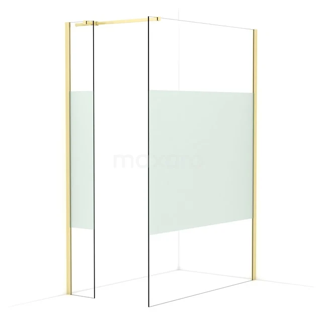 Diamond Walk-in shower | 140x30 cm Light gold Clear with matt strip 2 fixed walls IDB0314313LG