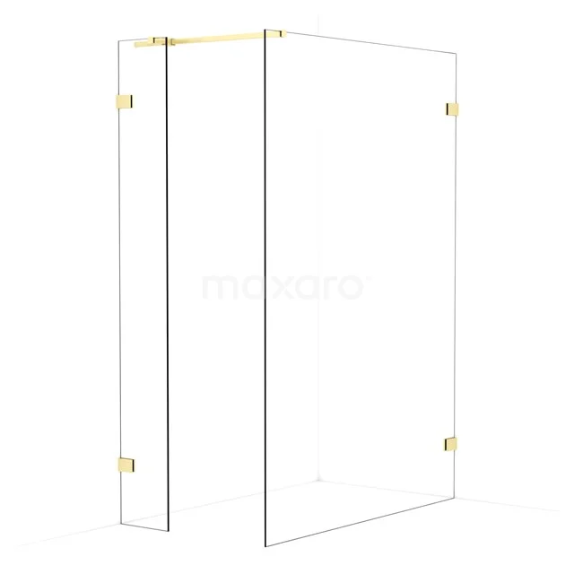 Diamond Walk-in shower | 140x30 cm Light gold Clear glass 2 fixed walls IDB0314320LG