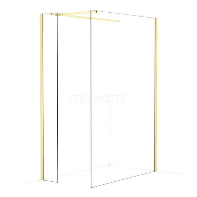 Diamond Walk-in shower | 140x30 cm Light gold Clear glass 2 fixed walls IDB0314510LG
