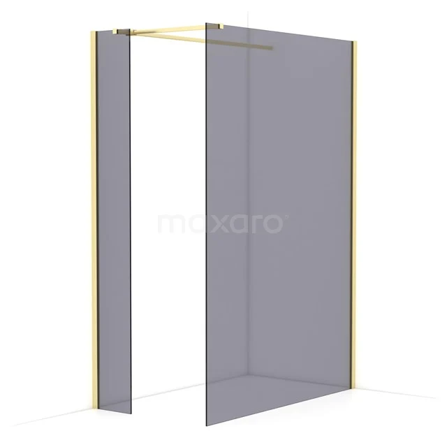 Diamond Walk-in shower | 140x30 cm Light gold Smoke glass 2 fixed walls IDB0314511LG