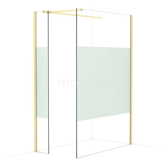 Diamond Walk-in shower | 140x30 cm Light gold Clear with matt strip 2 fixed walls IDB0314513LG