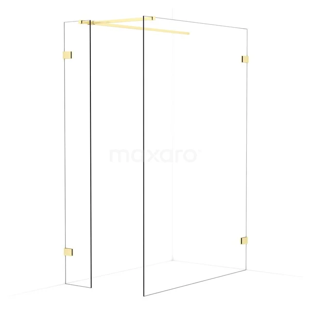Diamond Walk-in shower | 140x30 cm Light gold Clear glass 2 fixed walls IDB0314520LG