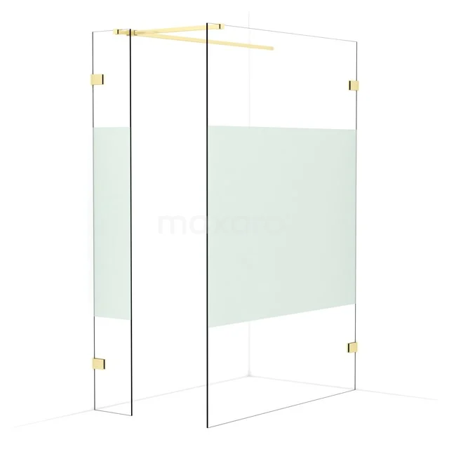 Diamond Walk-in shower | 140x30 cm Light gold Clear with matt strip 2 fixed walls IDB0314523LG