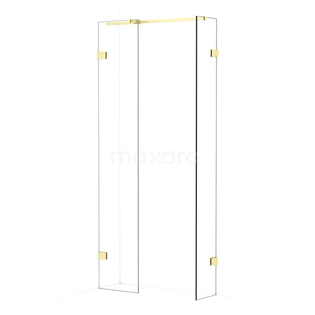Diamond Walk-in shower | 40x30 cm Light gold Clear glass 2 fixed walls IDB0403320LG