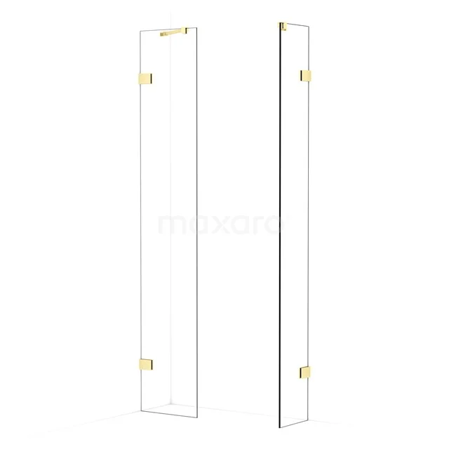Diamond Walk-in shower | 40x30 cm Light gold Clear glass 2 fixed walls IDB0403420LG