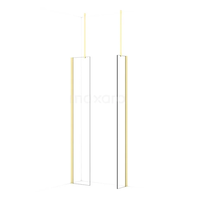 Diamond Walk-in shower | 40x30 cm Light gold Clear glass 2 fixed walls IDB0403910LG