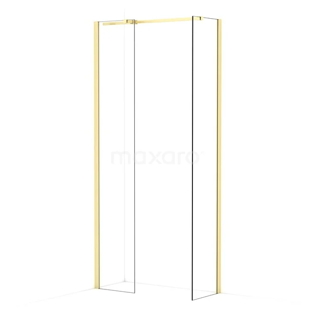 Diamond Walk-in shower | 40x40 cm Light gold Clear glass 2 fixed walls IDB0404310LG