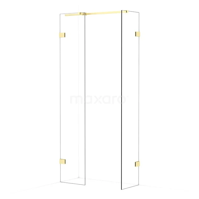Diamond Walk-in shower | 40x40 cm Light gold Clear glass 2 fixed walls IDB0404320LG