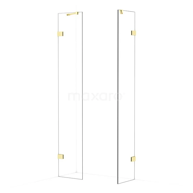 Diamond Walk-in shower | 40x40 cm Light gold Clear glass 2 fixed walls IDB0404420LG