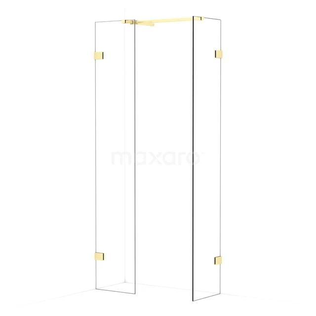 Diamond Walk-in shower | 40x40 cm Light gold Clear glass 2 fixed walls IDB0404520LG