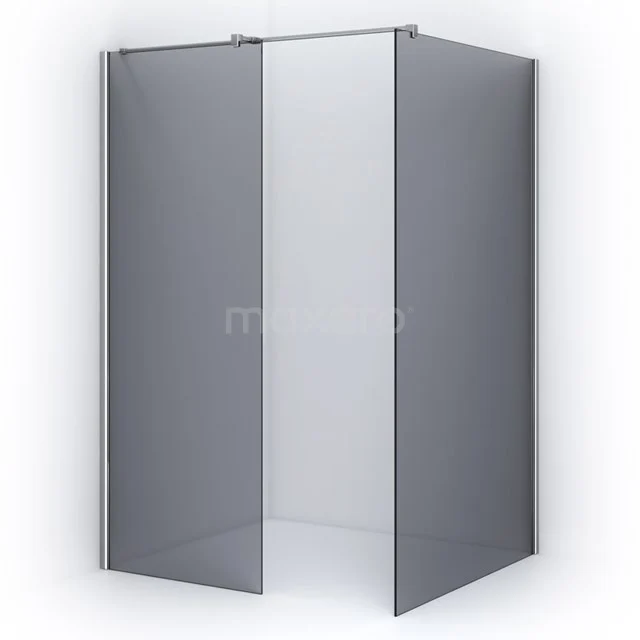 Pearl Walk-in shower | 120x80 cm Smoke glass 2 fixed walls IPB0812401C Corner shower cabin with matte black frame and clear glass, modern design, ideal for a contemporary bathroom interior.