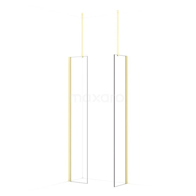 Diamond Walk-in shower | 40x40 cm Light gold Clear glass 2 fixed walls IDB0404910LG