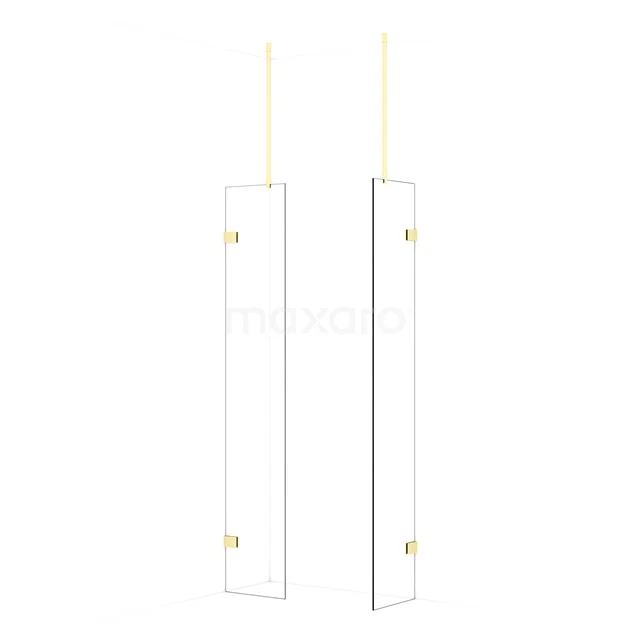 Diamond Walk-in shower | 40x40 cm Light gold Clear glass 2 fixed walls IDB0404920LG