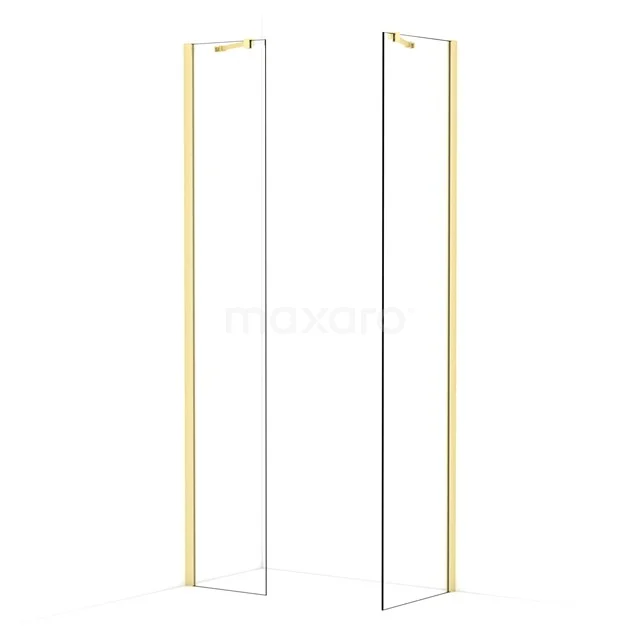 Diamond Walk-in shower | 50x40 cm Light gold Clear glass 2 fixed walls IDB0405410LG