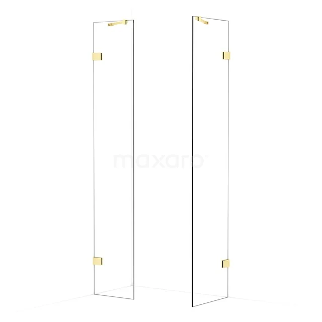 Diamond Walk-in shower | 50x40 cm Light gold Clear glass 2 fixed walls IDB0405420LG