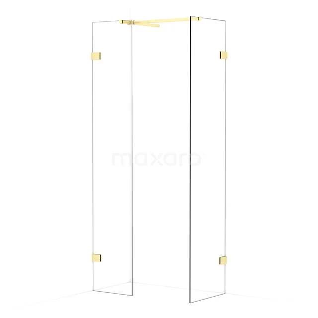 Diamond Walk-in shower | 50x40 cm Light gold Clear glass 2 fixed walls IDB0405520LG