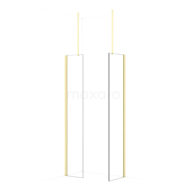Diamond Walk-in shower | 50x40 cm Light gold Clear glass 2 fixed walls IDB0405910LG