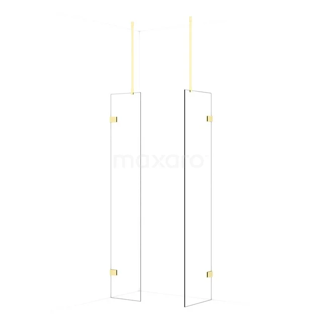 Diamond Walk-in shower | 50x40 cm Light gold Clear glass 2 fixed walls IDB0405920LG