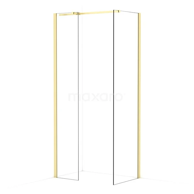 Diamond Walk-in shower | 60x40 cm Light gold Clear glass 2 fixed walls IDB0406310LG
