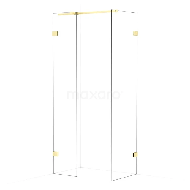 Diamond Walk-in shower | 60x40 cm Light gold Clear glass 2 fixed walls IDB0406320LG