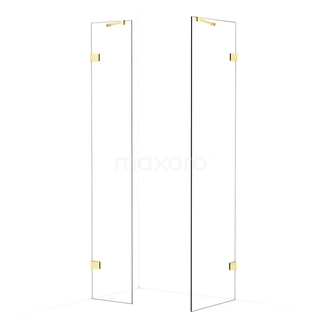 Diamond Walk-in shower | 60x40 cm Light gold Clear glass 2 fixed walls IDB0406420LG
