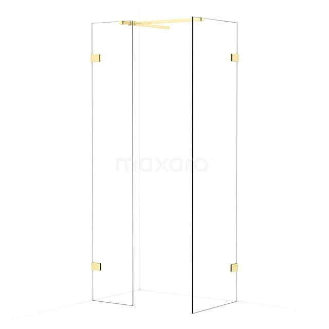 Diamond Walk-in shower | 60x40 cm Light gold Clear glass 2 fixed walls IDB0406520LG