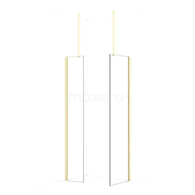 Diamond Walk-in shower | 60x40 cm Light gold Clear glass 2 fixed walls IDB0406910LG