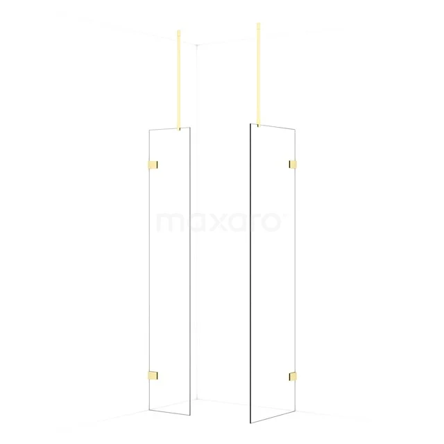 Diamond Walk-in shower | 60x40 cm Light gold Clear glass 2 fixed walls IDB0406920LG