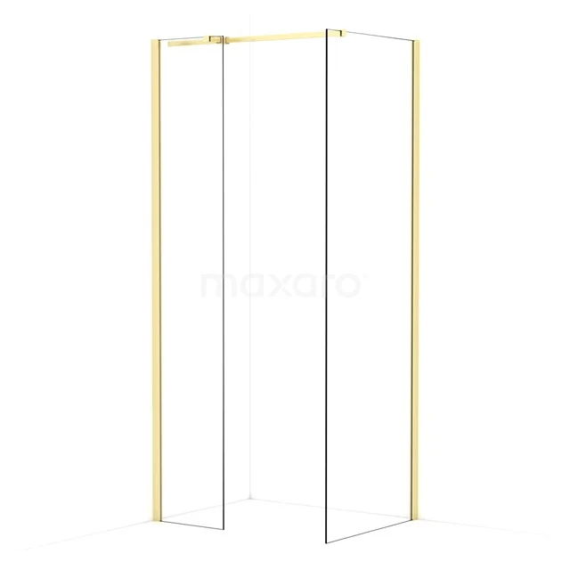 Diamond Walk-in shower | 70x40 cm Light gold Clear glass 2 fixed walls IDB0407310LG
