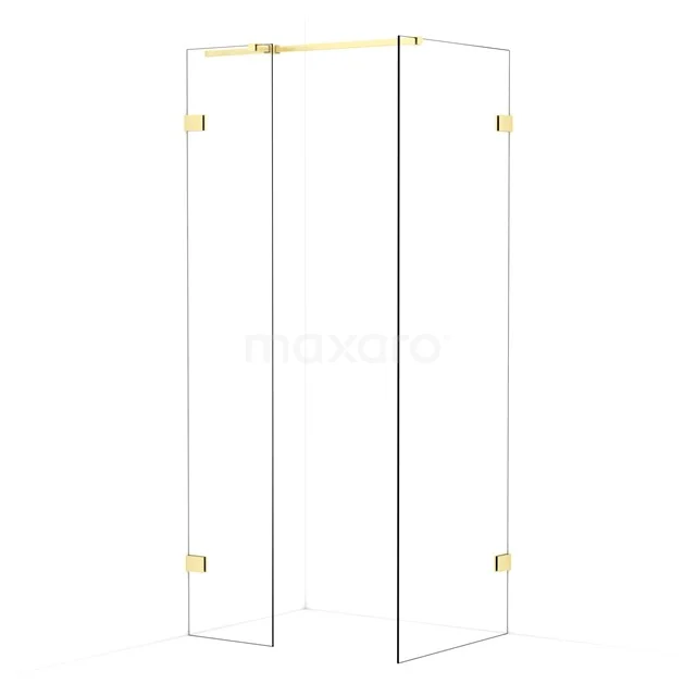 Diamond Walk-in shower | 70x40 cm Light gold Clear glass 2 fixed walls IDB0407320LG
