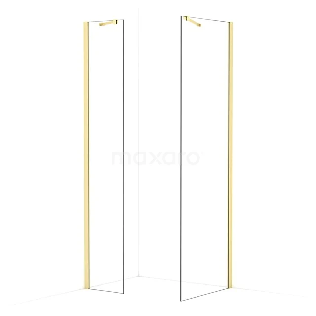 Diamond Walk-in shower | 70x40 cm Light gold Clear glass 2 fixed walls IDB0407410LG