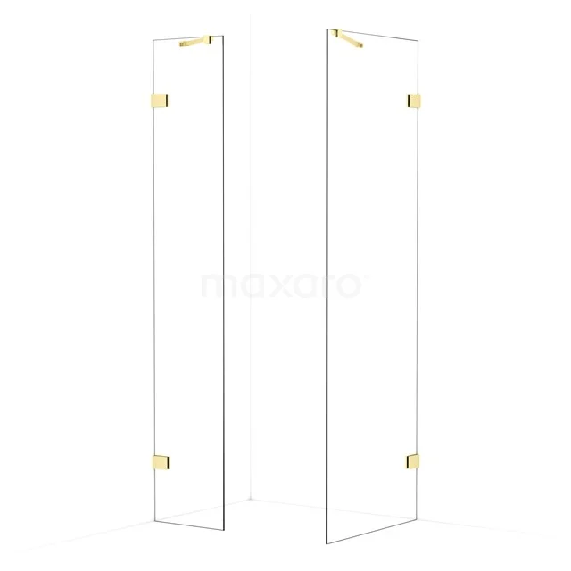 Diamond Walk-in shower | 70x40 cm Light gold Clear glass 2 fixed walls IDB0407420LG