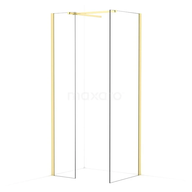 Diamond Walk-in shower | 70x40 cm Light gold Clear glass 2 fixed walls IDB0407510LG
