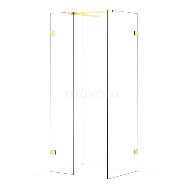 Diamond Walk-in shower | 70x40 cm Light gold Clear glass 2 fixed walls IDB0407520LG