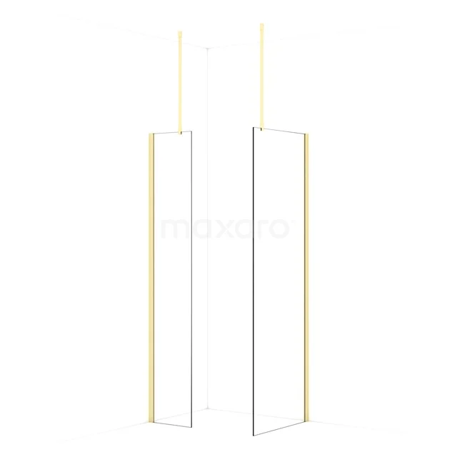 Diamond Walk-in shower | 70x40 cm Light gold Clear glass 2 fixed walls IDB0407910LG