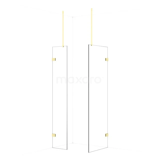 Diamond Walk-in shower | 70x40 cm Light gold Clear glass 2 fixed walls IDB0407920LG
