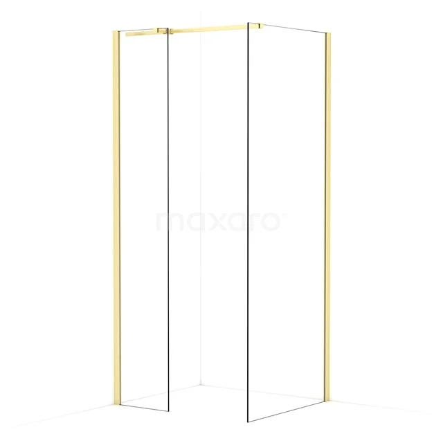 Diamond Walk-in shower | 80x40 cm Light gold Clear glass 2 fixed walls IDB0408310LG
